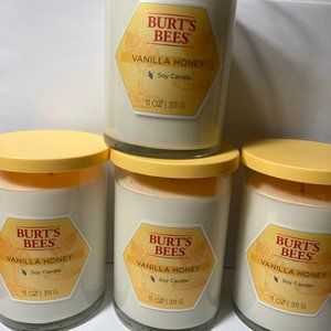 Burt's Bees Vanilla Honey Soy Candle 11 ounces DISCONTINUED 4 Glass Jars Soy